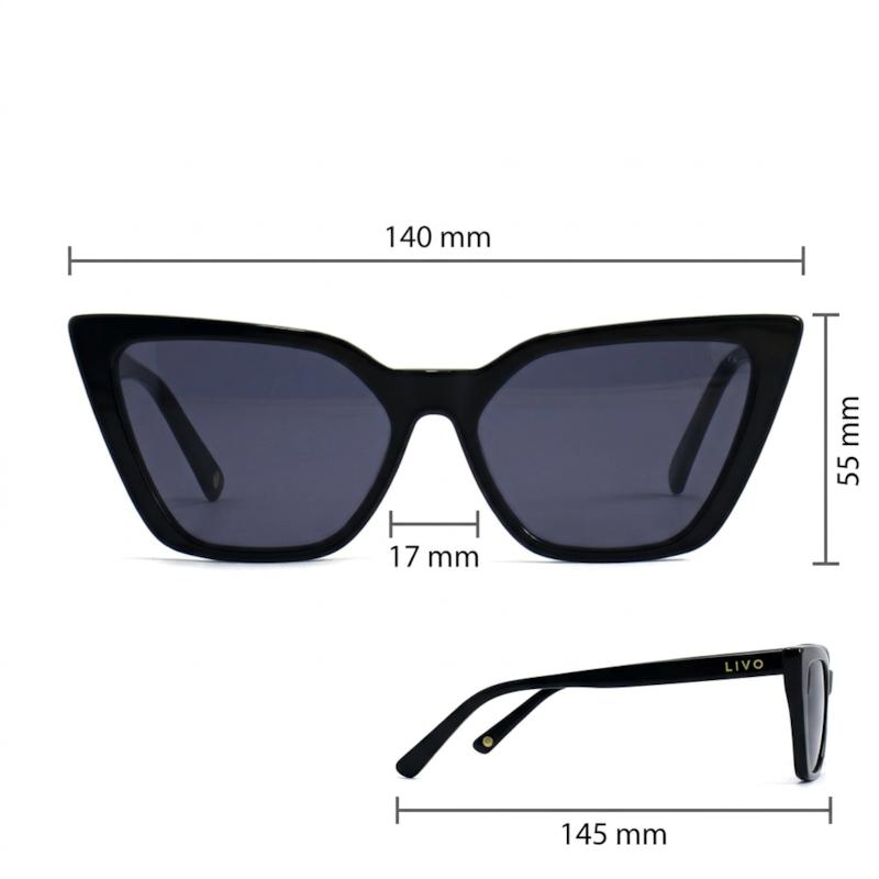 Dimensões Óculos Livo Karina - Preto