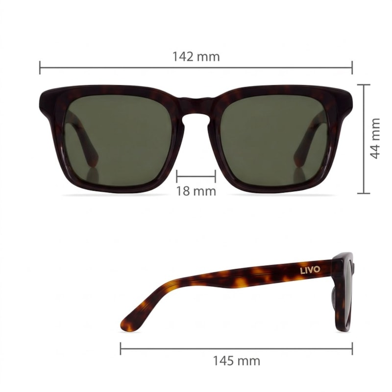 Dimensões Óculos Livo Marcelo - Preto + Demi Ruivo