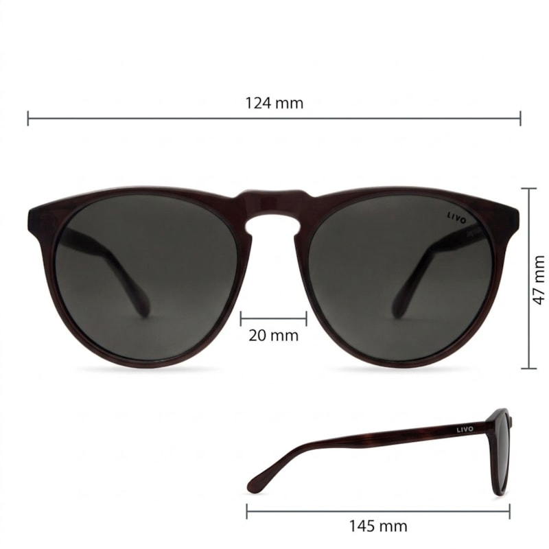Dimensões Óculos Livo Jimmy - Caramelo
