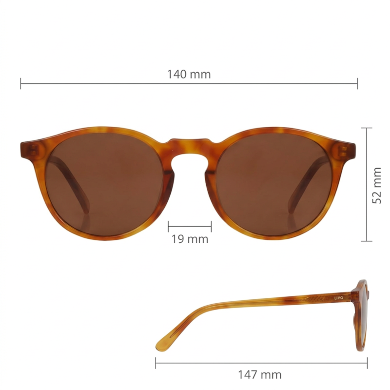 Dimensões Óculos Livo Alfred - Caramelo