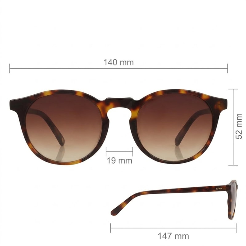 Dimensões Óculos Livo Alfred - Demi Classico