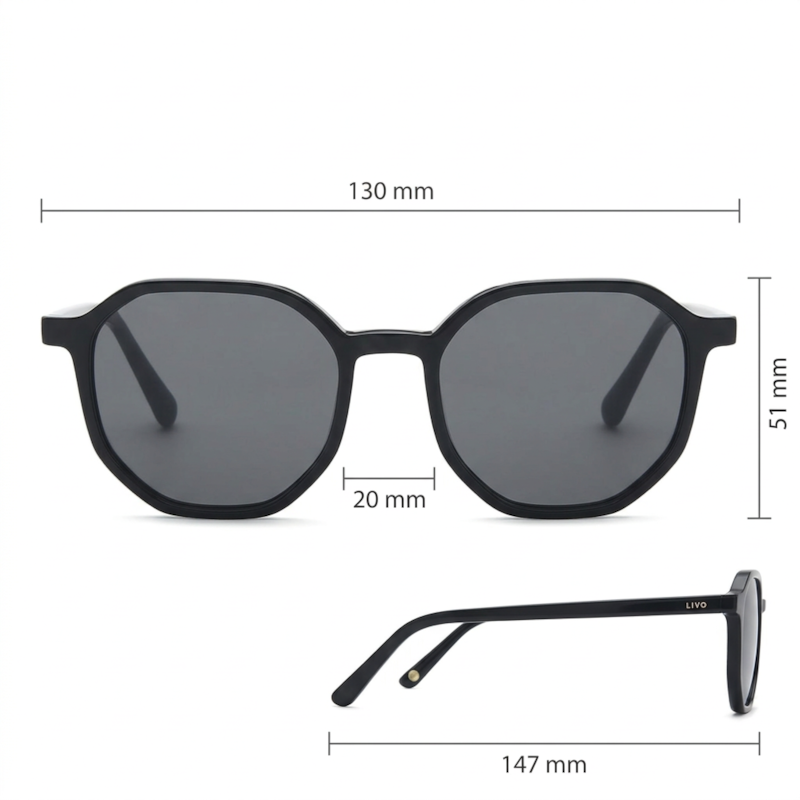 Dimensões Óculos Livo Fabricio - Preto
