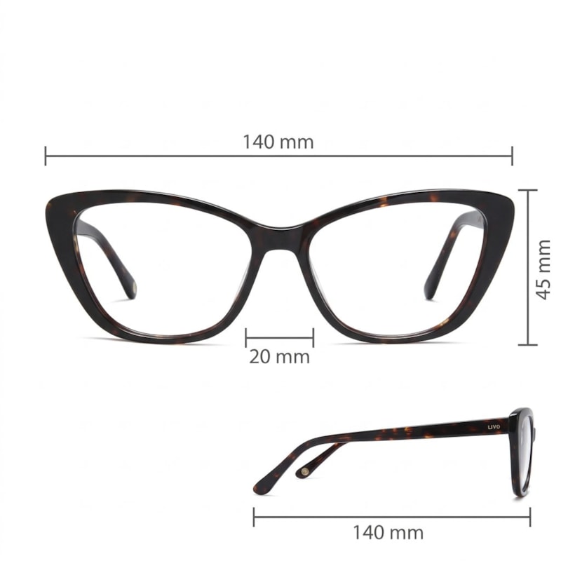 Dimensões Óculos Livo Lana - Demi Escuro