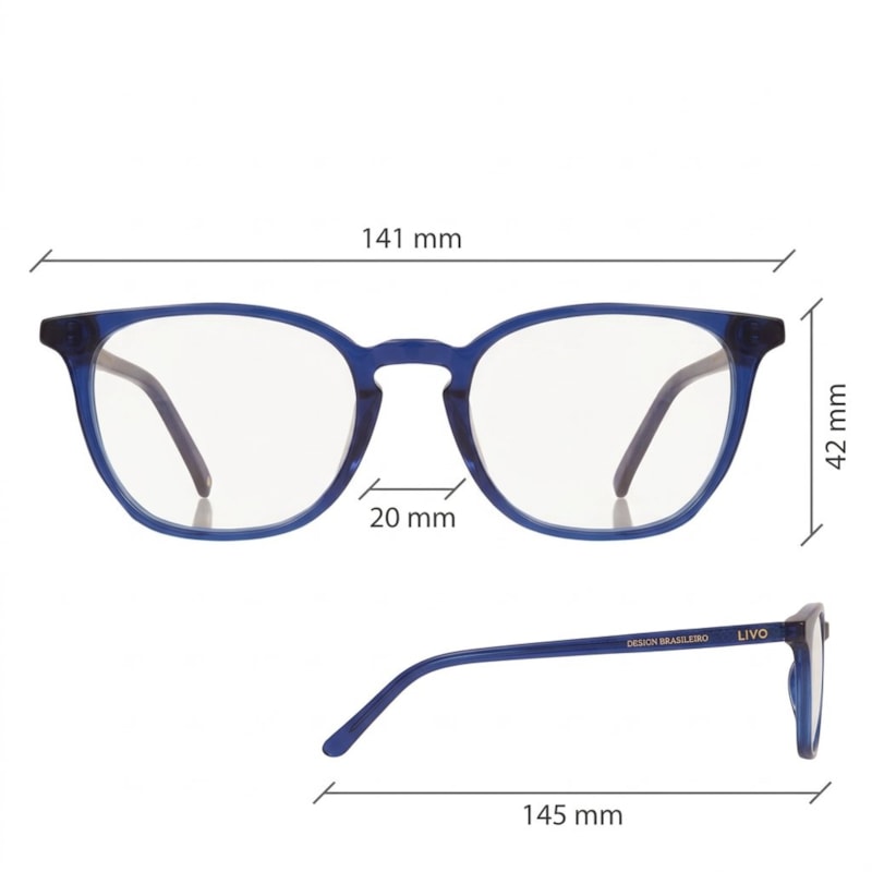 Dimensões Óculos Livo Ralph - Azul Royal