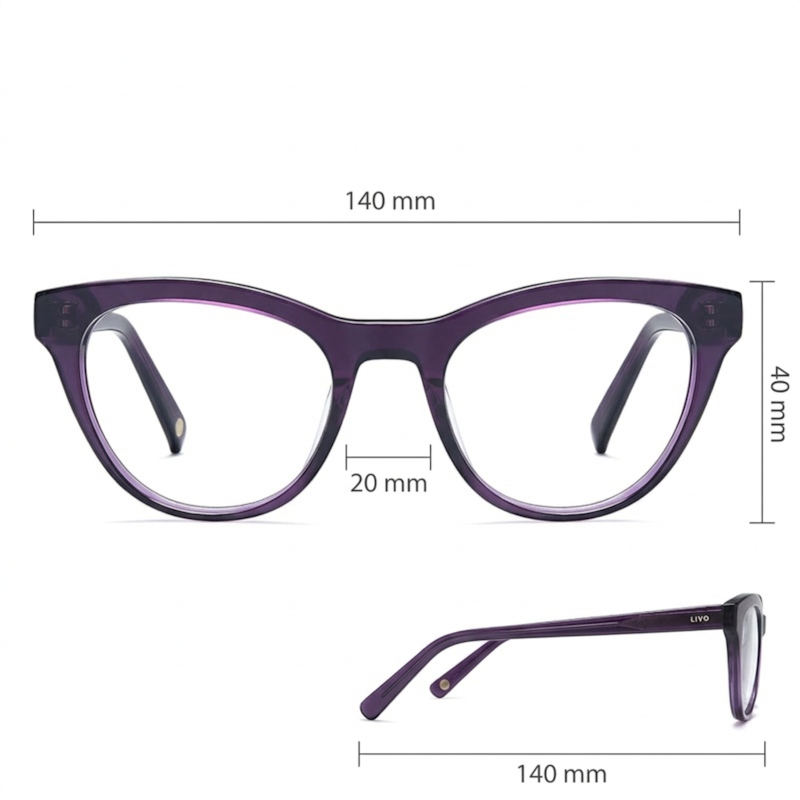 Dimensões Óculos Livo Nora - Roxo