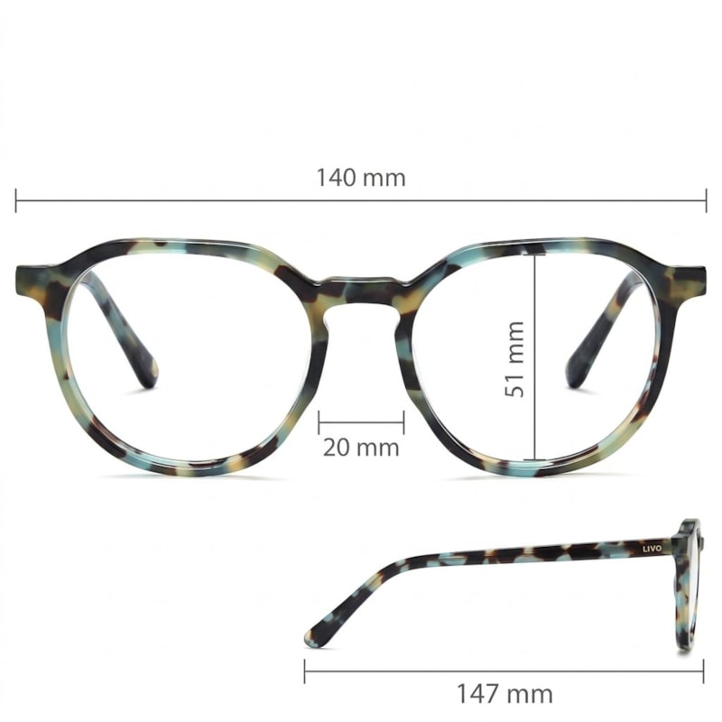 Dimensões Óculos Livo Júlio - Demi Esverdeado