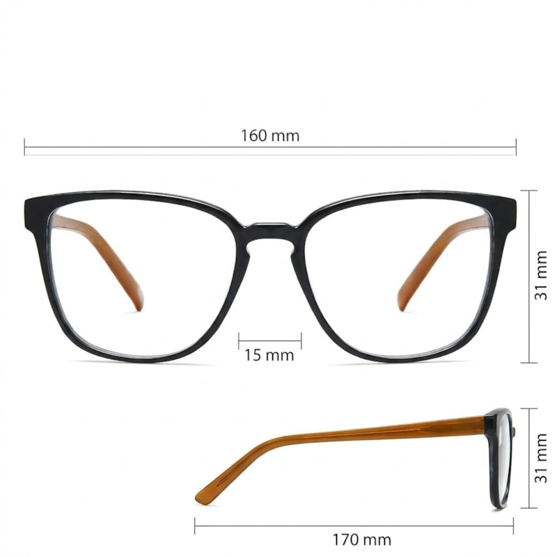 Dimensões Óculos Livo Dani - Cinza Cristal + Caramelo