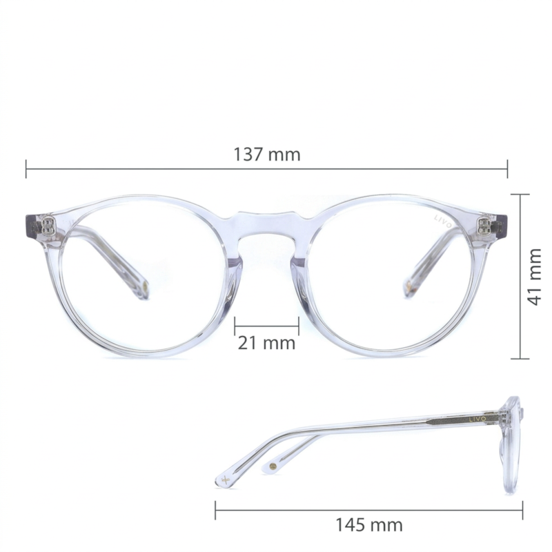 Dimensões Óculos Livo Fred - Cristal