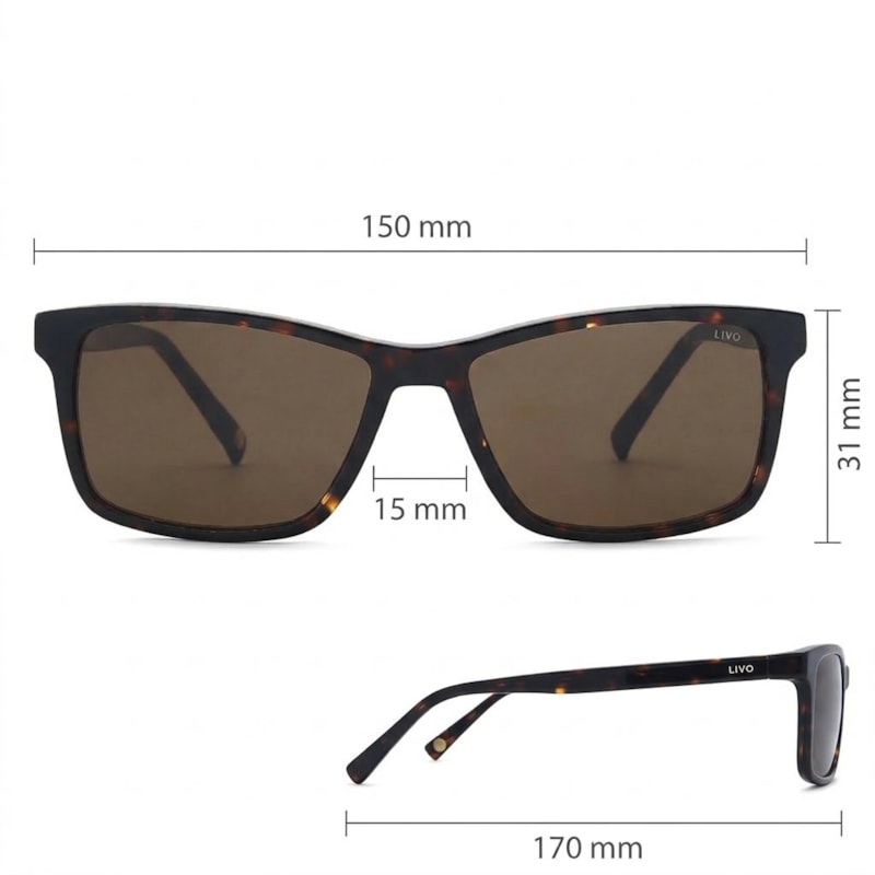 Dimensões Óculos Livo Igor - Demi Escuro