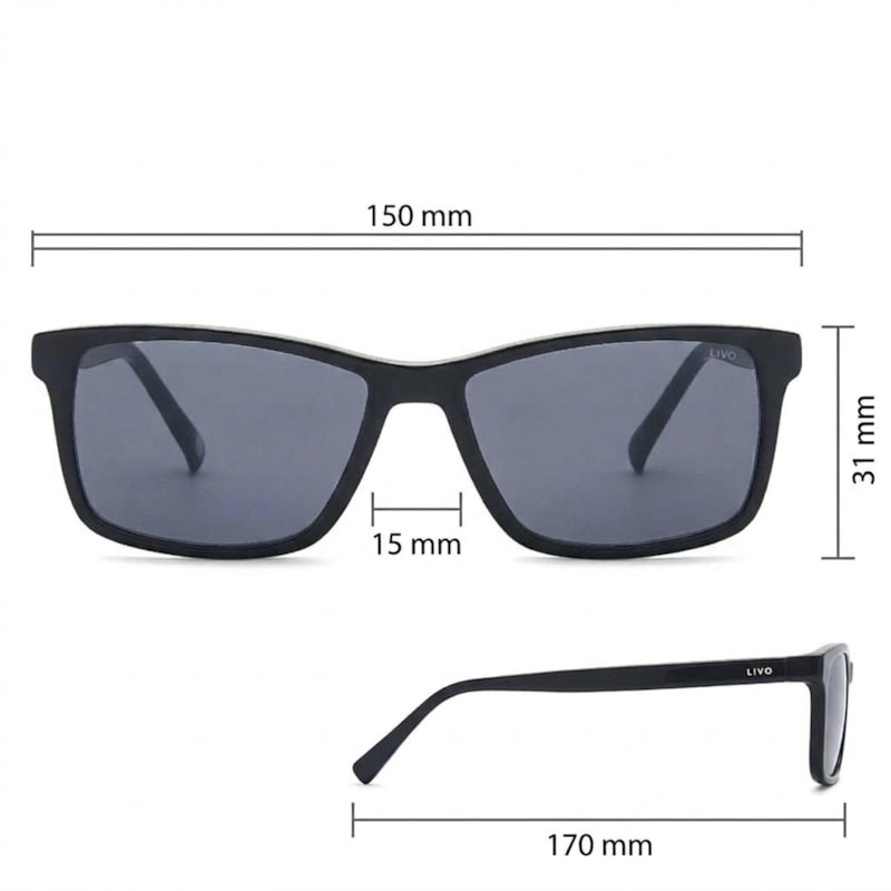 Dimensões Óculos Livo Igor - Preto