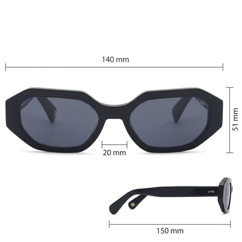 Dimensões Óculos Livo Jordan - Preto