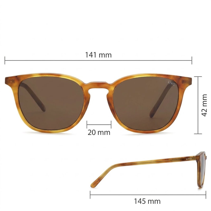 Dimensões Óculos Livo Ralph - Caramelo