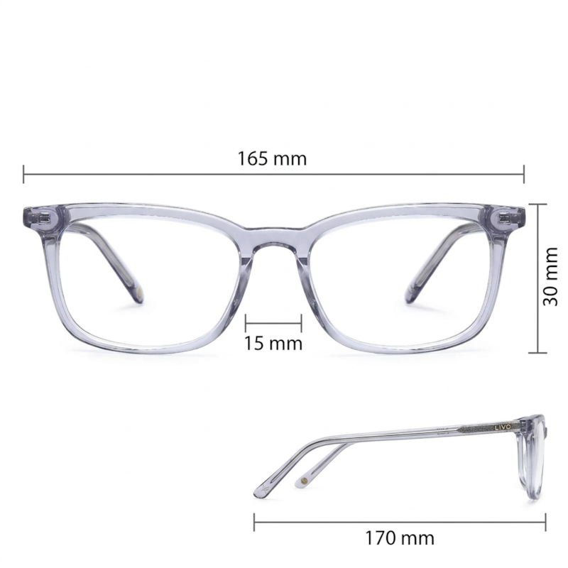 Dimensões Óculos Livo Billy - Cinza Cristal