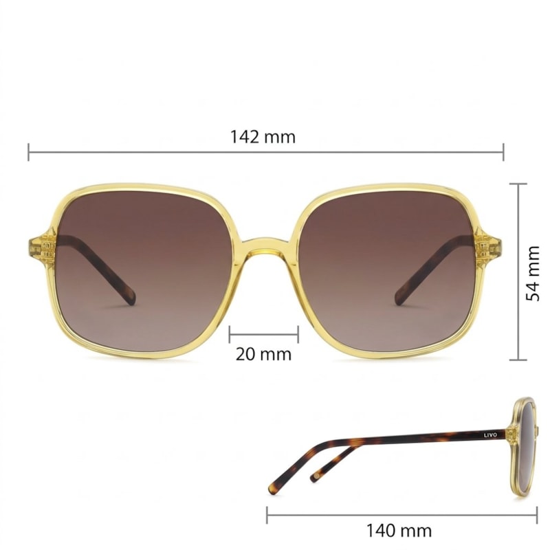 Dimensões Óculos Livo Eva - Amarelo Cristal + Demi Clássico