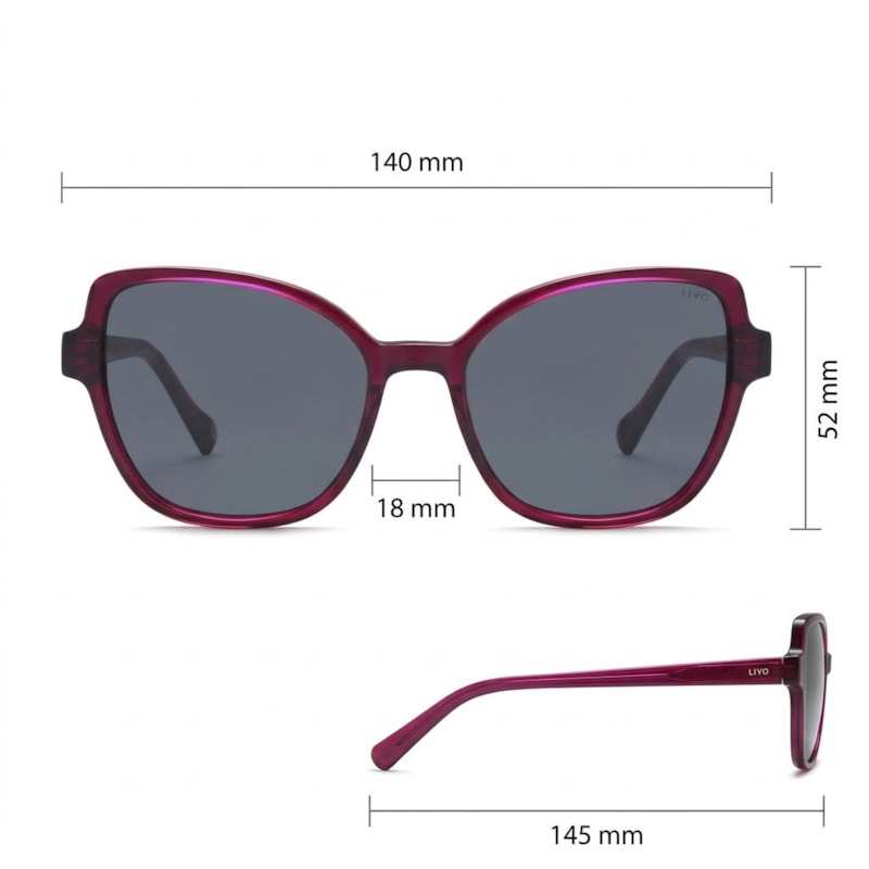 Dimensões Óculos Livo Dora - Marsala