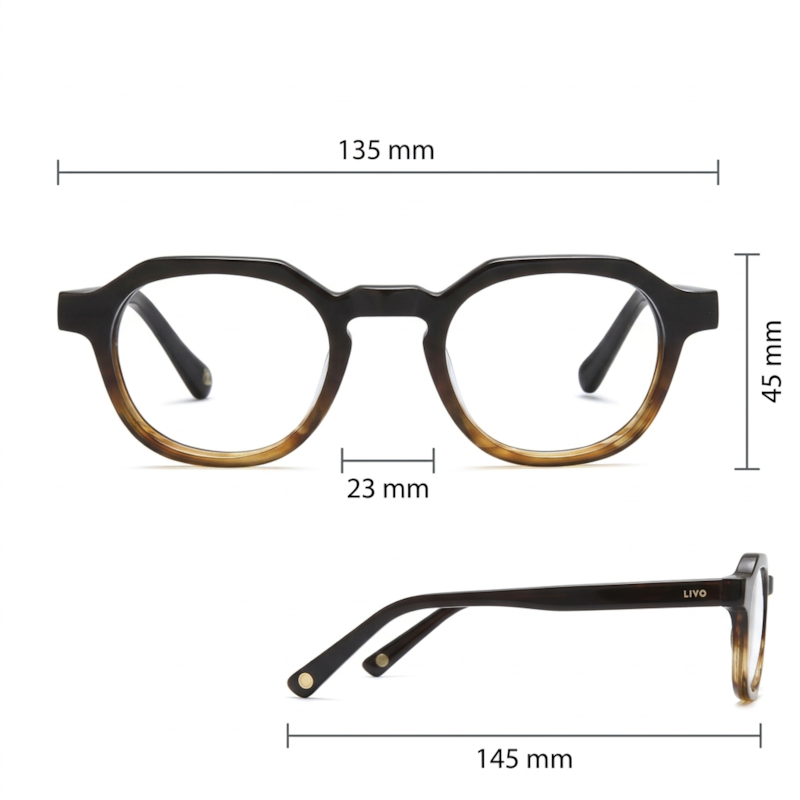 Dimensões Óculos Livo Everton - Demi Honey