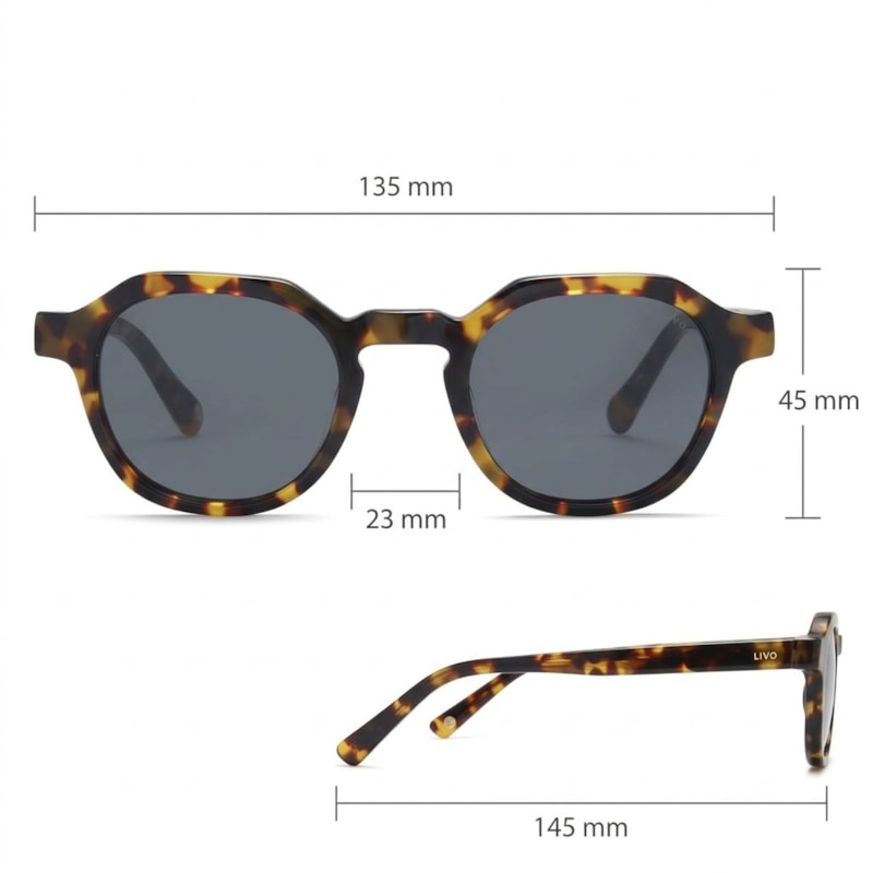 Dimensões Óculos Livo Everton - Demi Amarelo