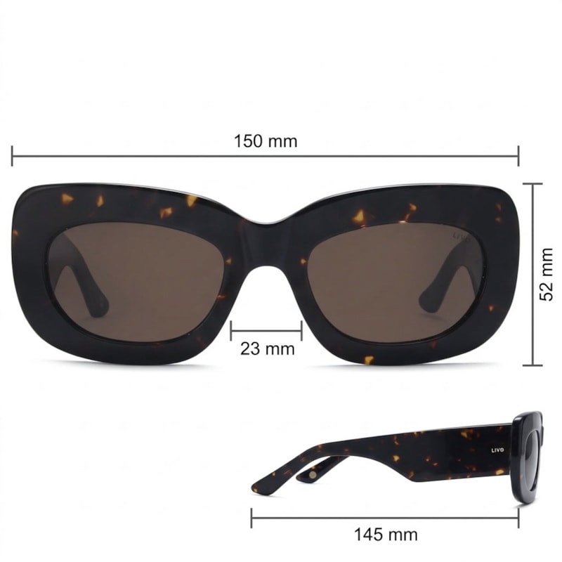Dimensões Óculos Livo Vanessa - Demi Escuro