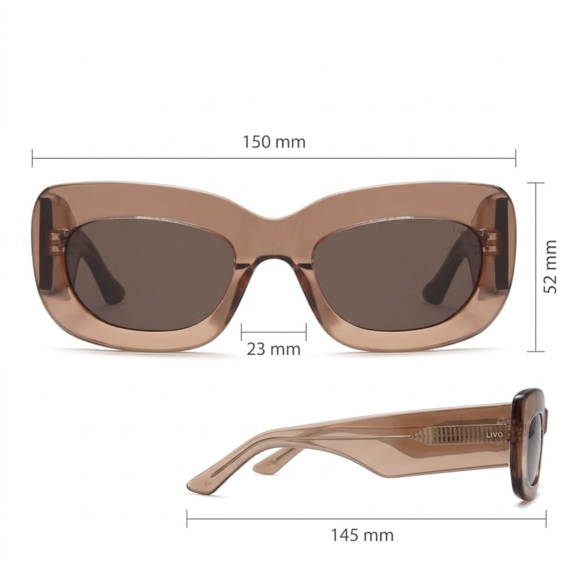 Dimensões Óculos Livo Vanessa - Marrom Cristal
