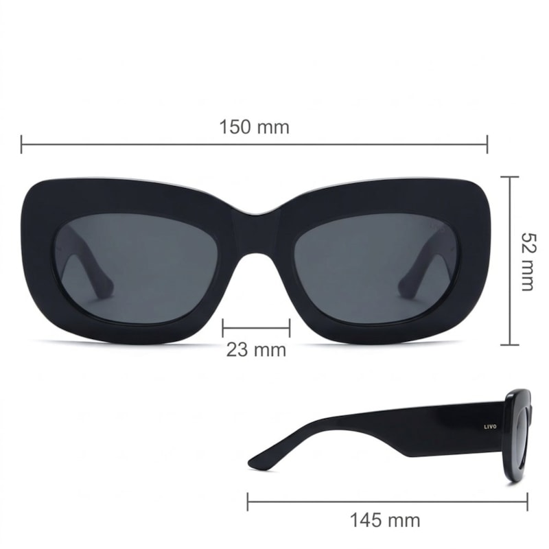 Dimensões Óculos Livo Vanessa - Preto
