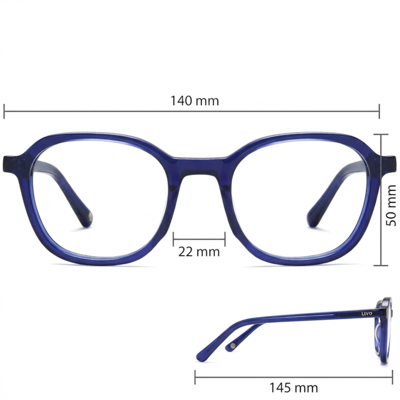 Dimensões Óculos Livo Caique - Azul
