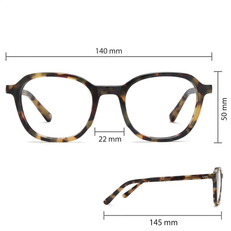 Dimensões Óculos Livo Caique - Demi Amarelo