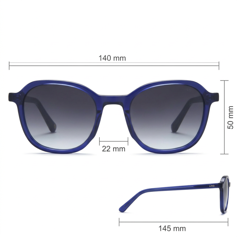 Dimensões Óculos Livo Caique - Azul