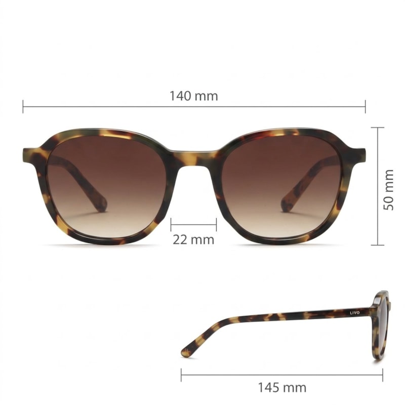 Dimensões Óculos Livo Caique - Demi Amarelo