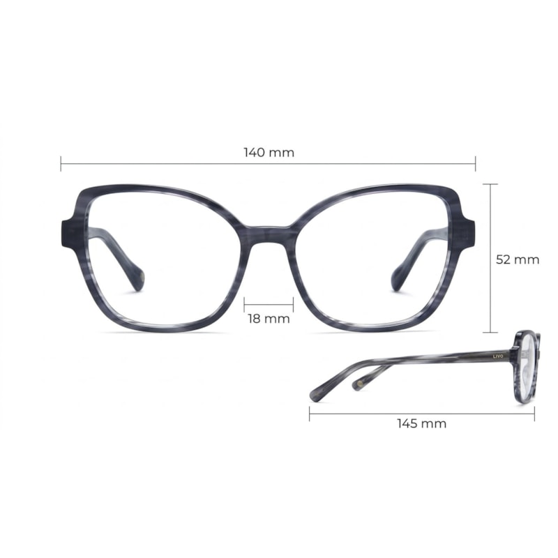 Dimensões Óculos Livo Dora - Demi Rajado