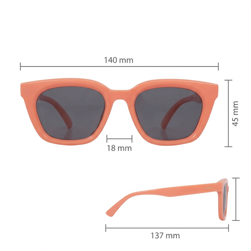 Dimensões Óculos Livo Lua - Laranja