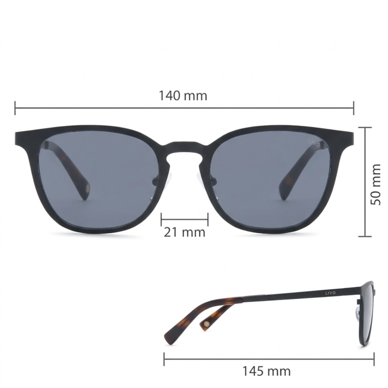 Dimensões Óculos Livo Marvin - Preto + Demi Classico