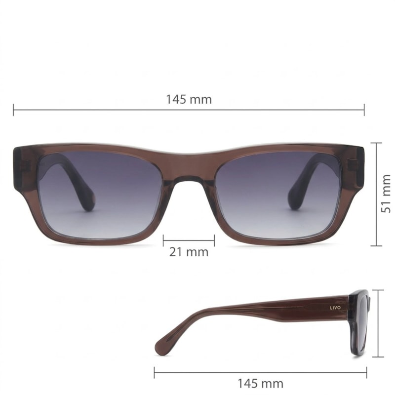 Dimensões Óculos Livo Oscar - Marrom Cristal