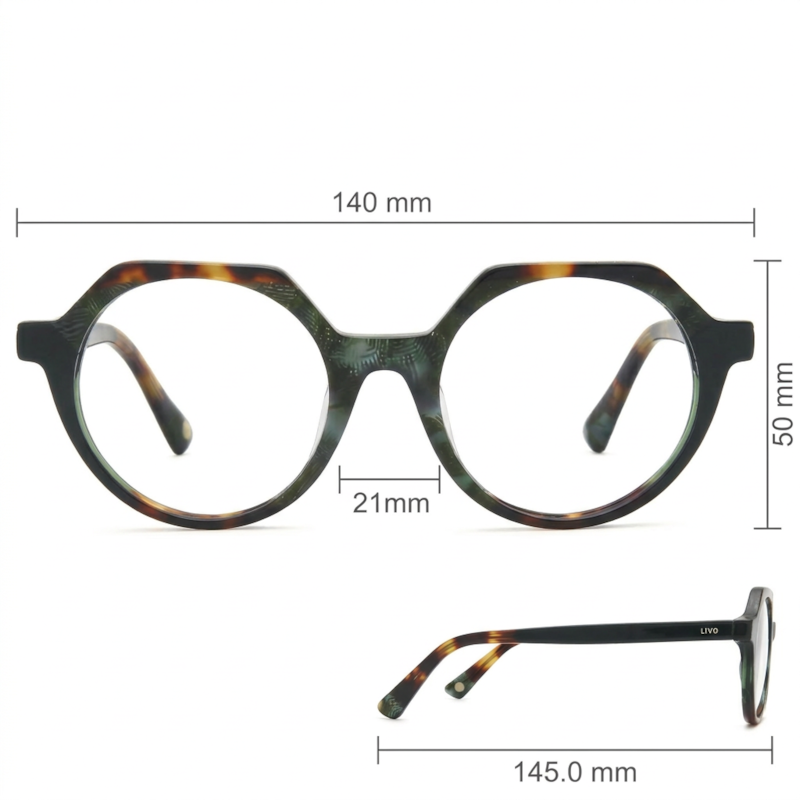 Dimensões Óculos Livo Paco - Demi Verde + Demi Classico