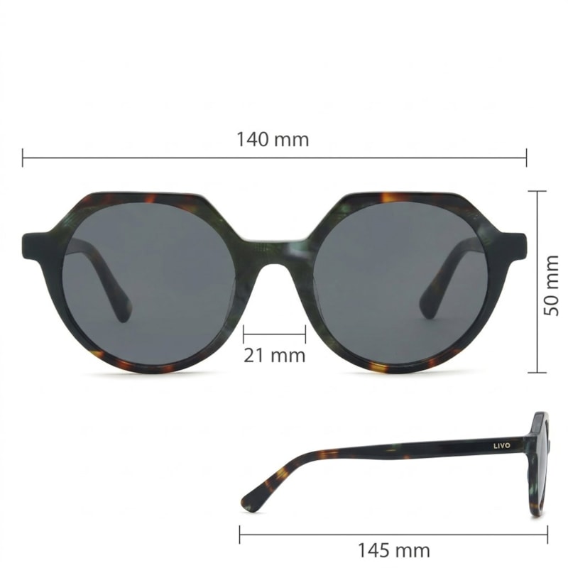 Dimensões Óculos Livo Paco - Demi Verde + Demi Classico