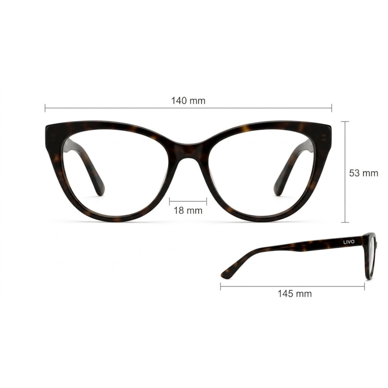 Dimensões Óculos Livo Dália - Demi Classico