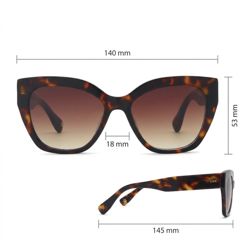 Dimensões Óculos Livo Dália - Demi Classico