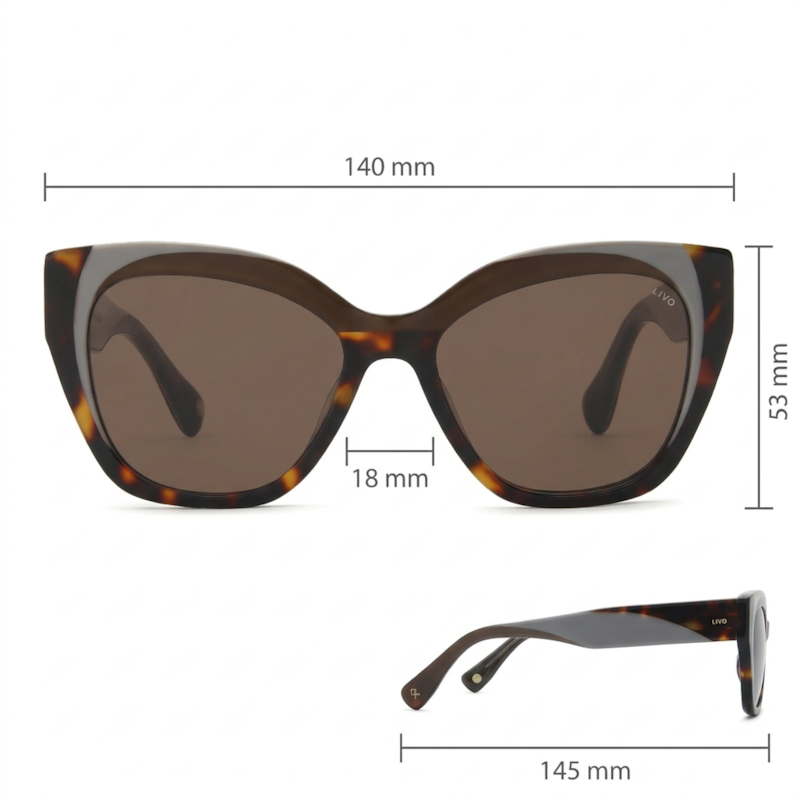 Dimensões Óculos Livo Dália - Marrom + Demi Classico