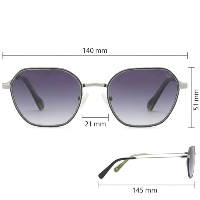 Dimensões Óculos Livo Alaíde - Chumbo + Verde