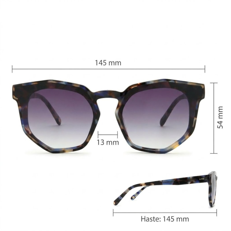 Dimensões Óculos Livo Iza - Demi Azul Amarelo