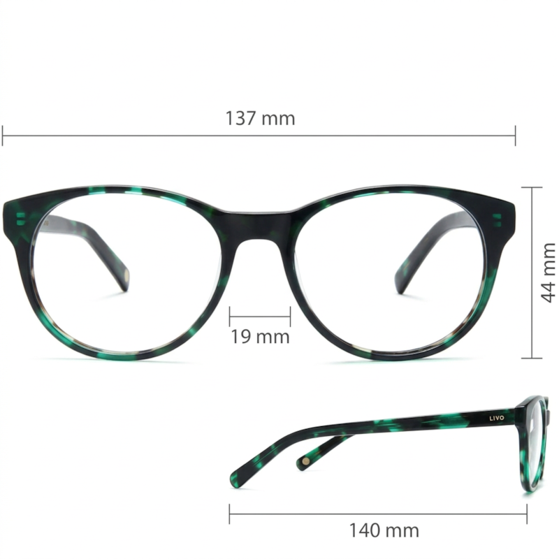 Dimensões Óculos Livo Ronaldo - Demi Verde + Verde