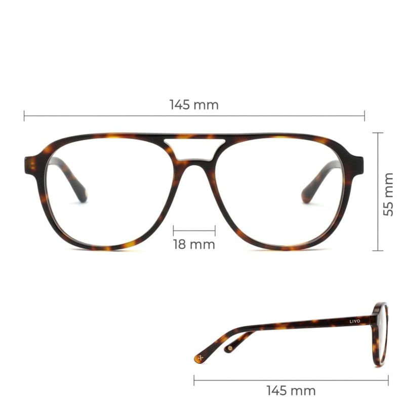 Dimensões Óculos Livo Peter - Demi Clássico