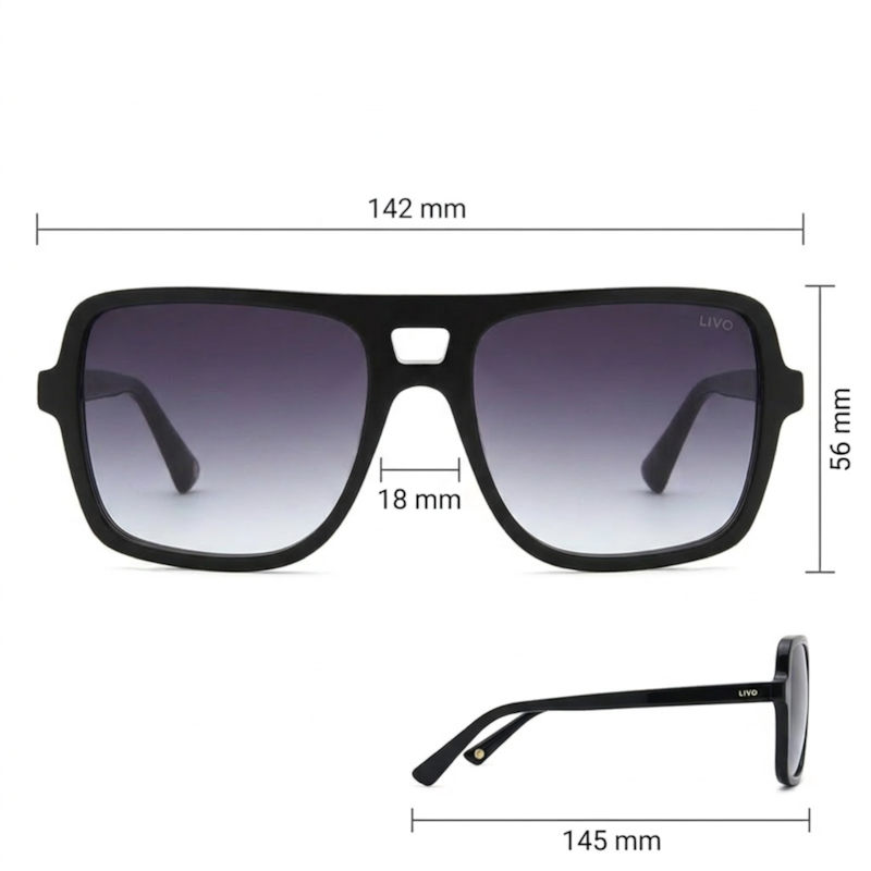 Dimensões Óculos Livo ELVIS - PRETO