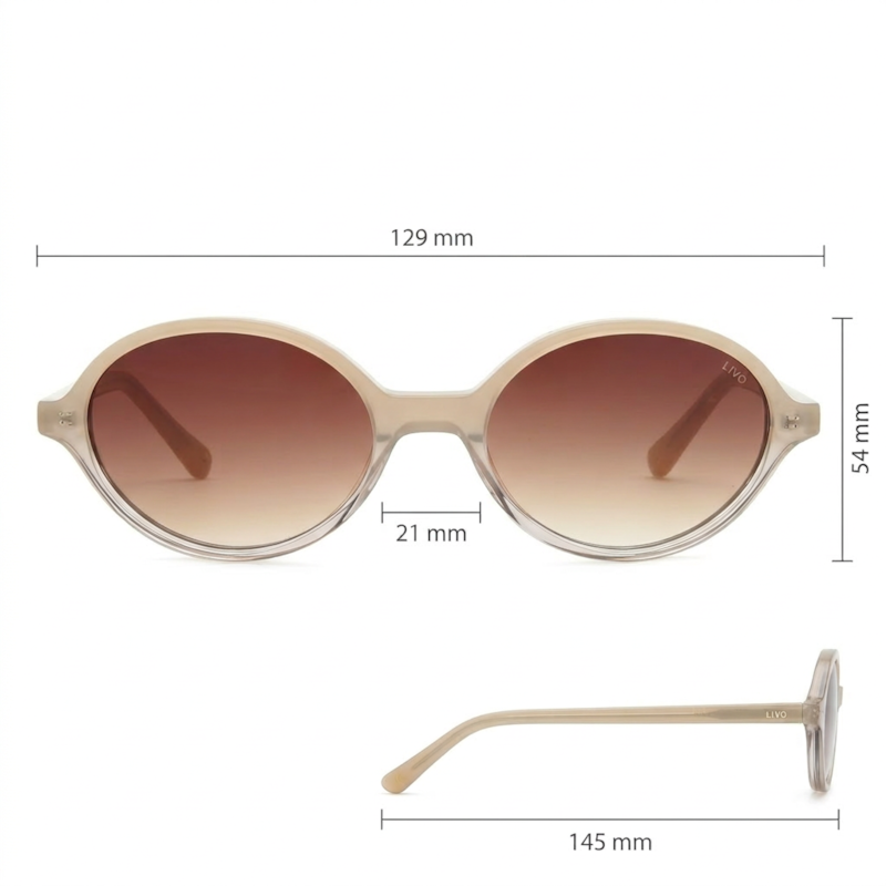 Dimensões Óculos Livo CHER - BEGE DEGRADÊ