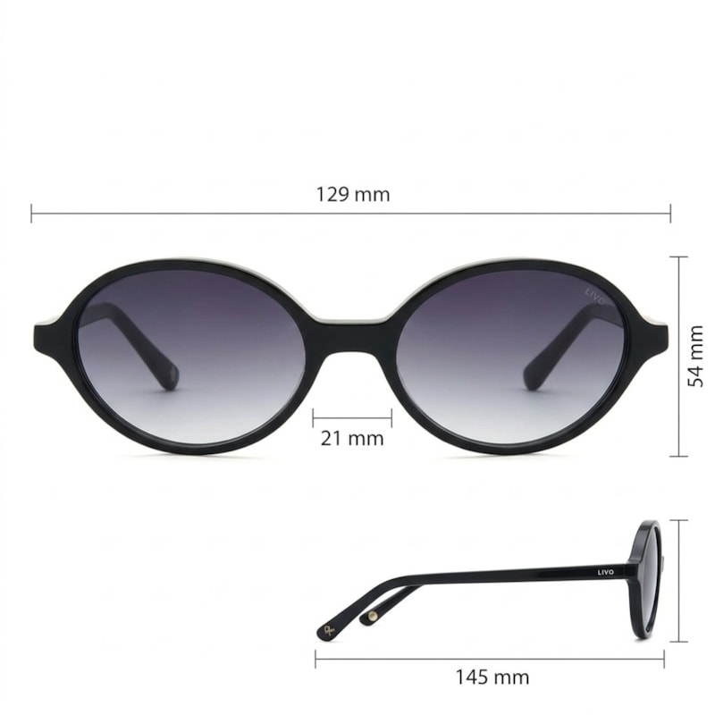 Dimensões Óculos Livo CHER - PRETO
