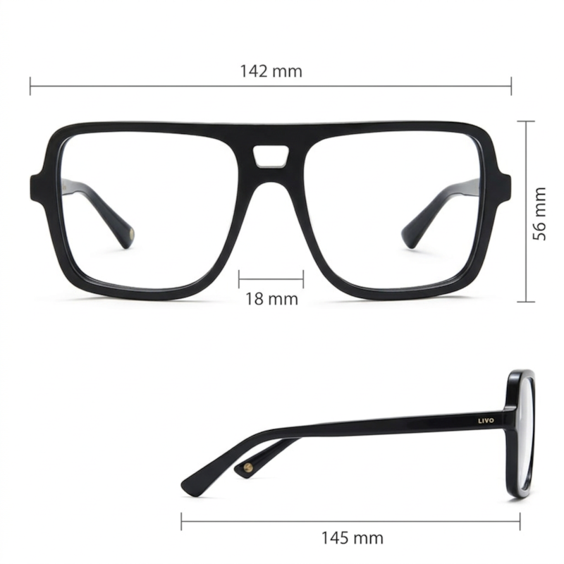 Dimensões Óculos Livo ELVIS - PRETO