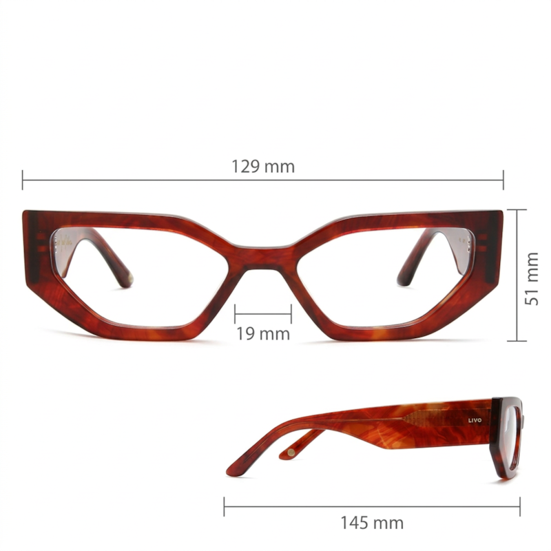 Dimensões Óculos Livo DUA - DEMI RUIVO