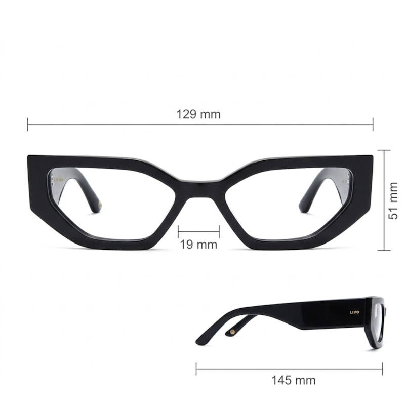 Dimensões Óculos Livo DUA - PRETO
