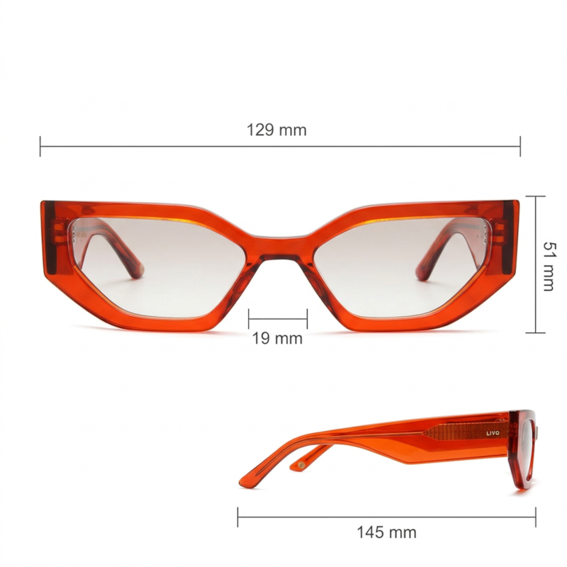 Dimensões Óculos Livo DUA - LARANJA CRISTAL
