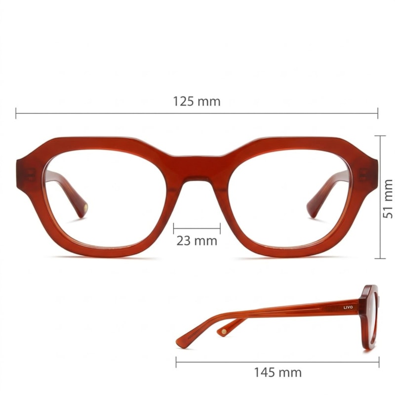 Dimensões Óculos Livo JOHNNY - LARANJA ESCURO