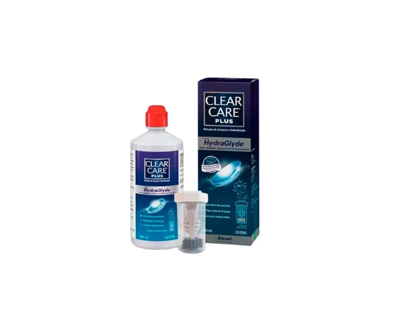 Clear Care Plus com Hydraglyde - Solução para limpeza de lentes de contato